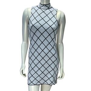 Romeo Juliet Couture Diamond Grid Mock Neck Bodycon Mini Dress Size M